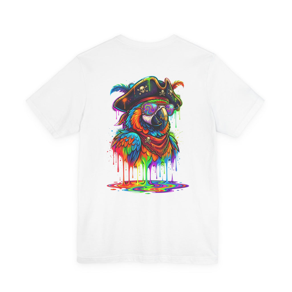 Pirate Parrot Tee — Colorful Drip Art Parrot T-Shirt
