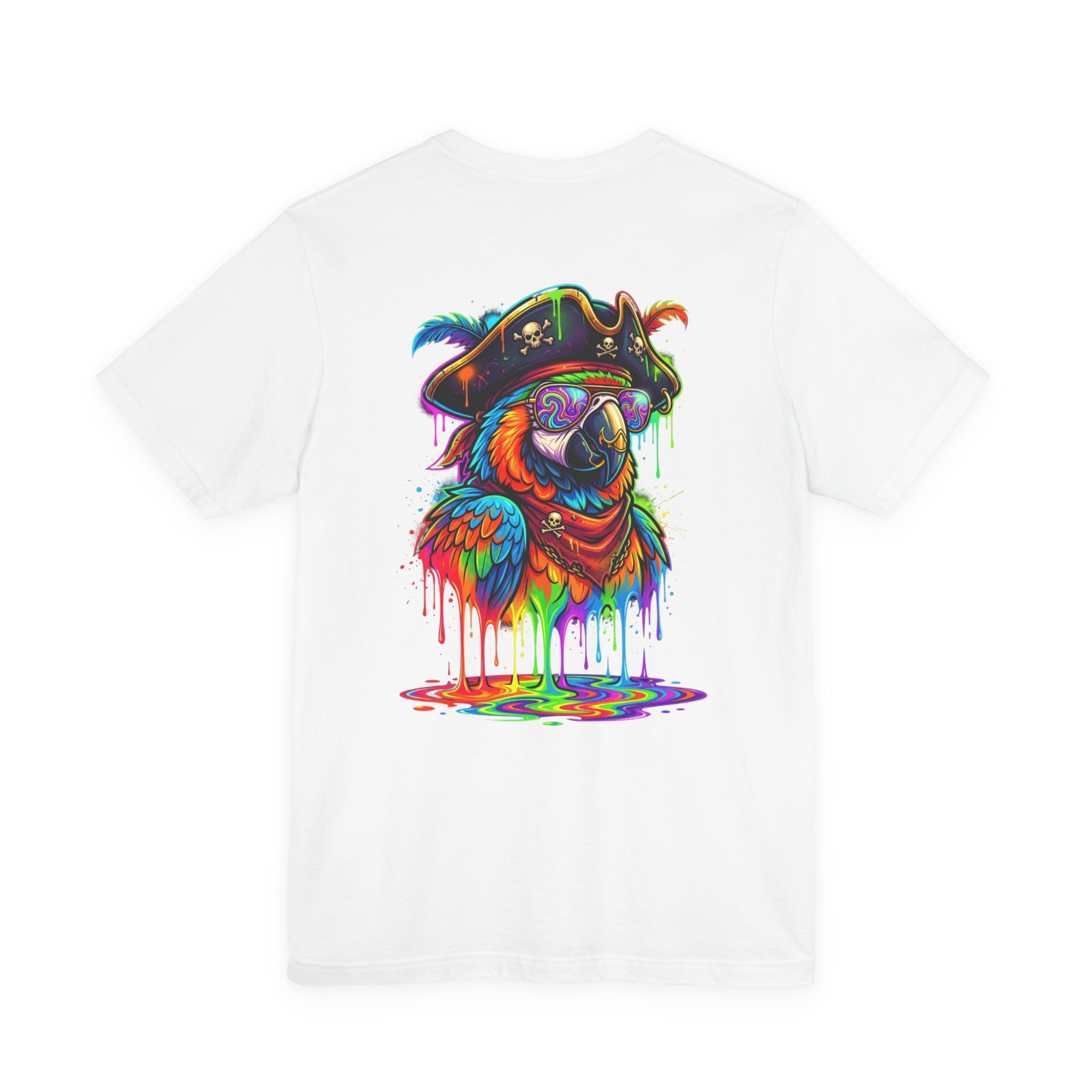 Pirate Parrot Tee — Colorful Drip Art Parrot T-Shirt
