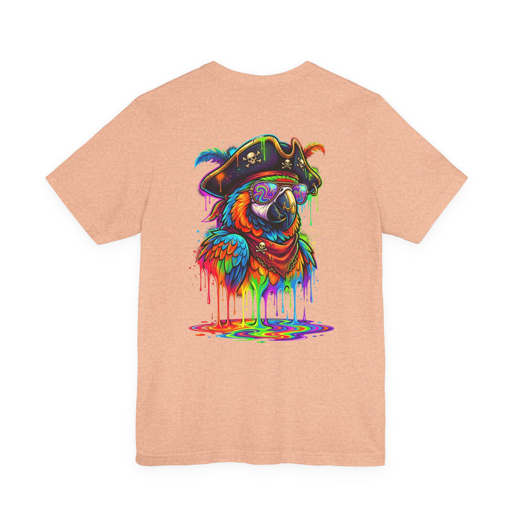 Pirate Parrot Tee — Colorful Drip Art Parrot T-Shirt