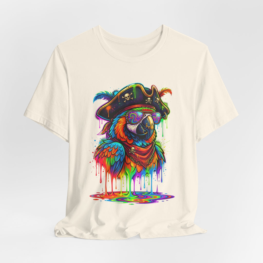 Pirate Parrot Tee — Colorful Drip Art Parrot T-Shirt