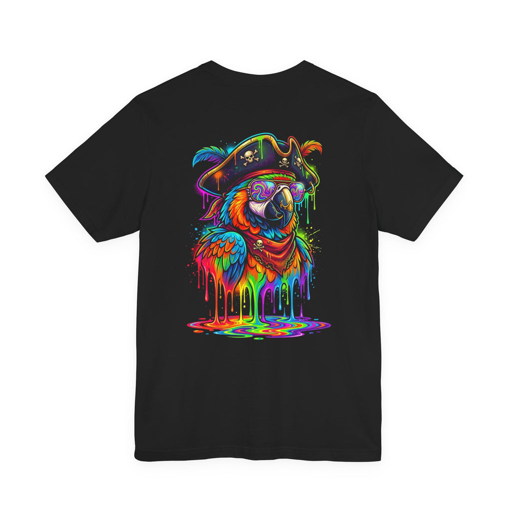 Pirate Parrot Tee — Colorful Drip Art Parrot T-Shirt