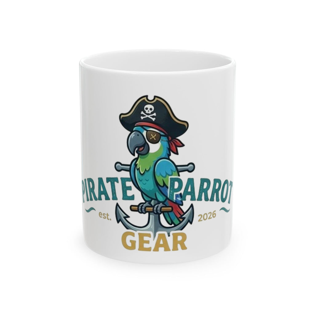 Pirate Parrot Gear Ceramic Mug – Tropical Pirate Logo Coffee Cup (11oz/15oz)