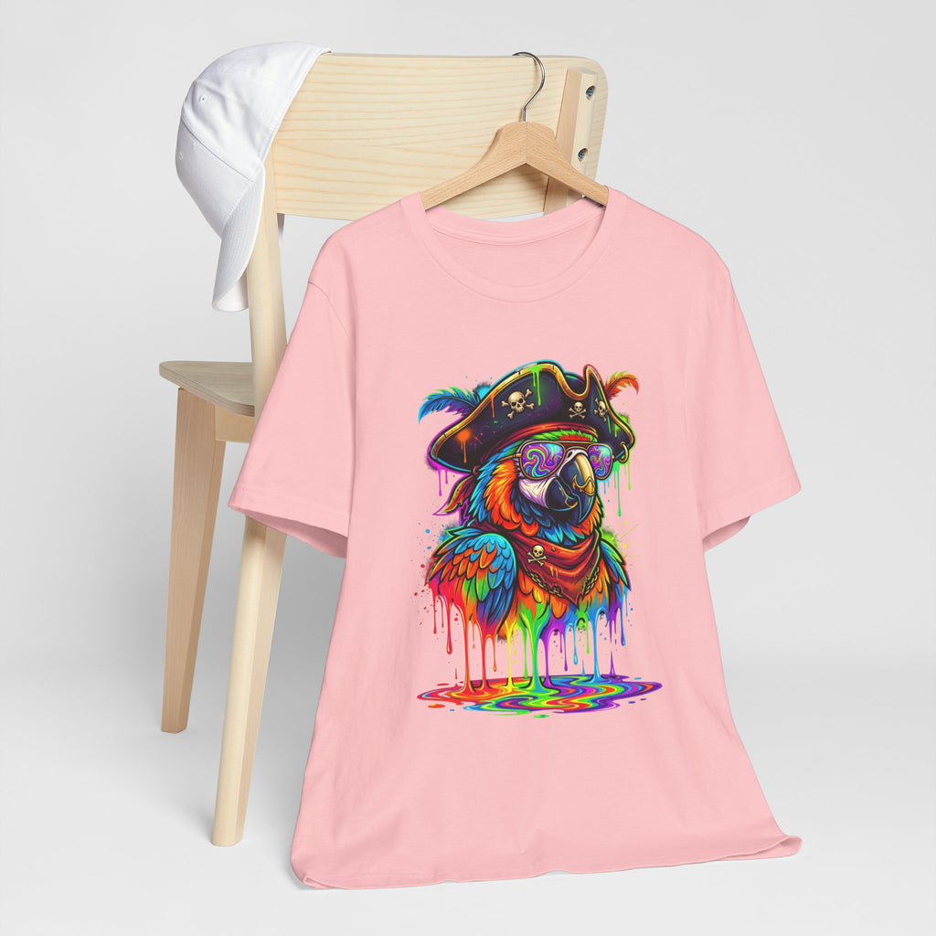 Pirate Parrot Tee — Colorful Drip Art Parrot T-Shirt