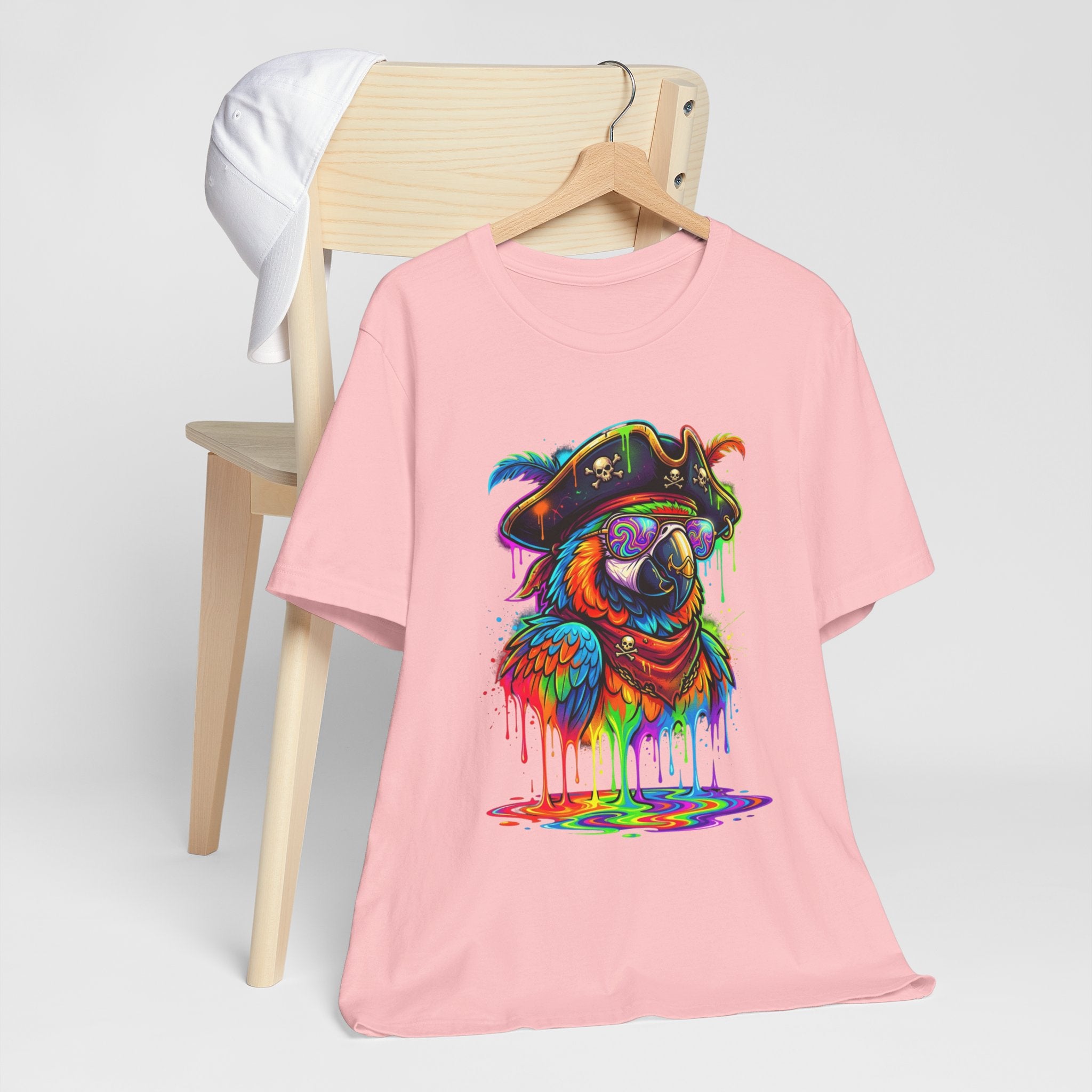 Pirate Parrot Tee — Colorful Drip Art Parrot T-Shirt