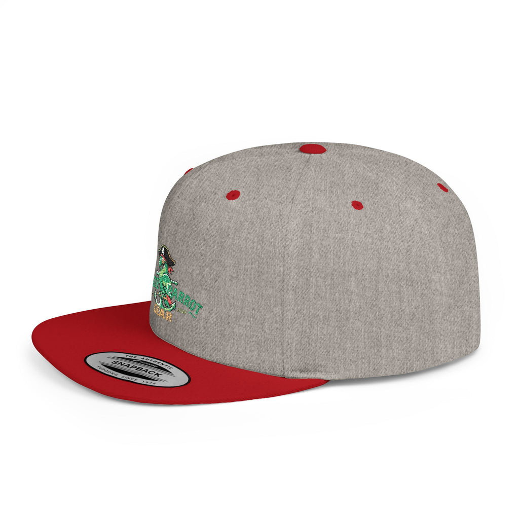 Pirate Parrot Gear Flat Bill Snapback Hat — Tropical Pirate Parrot Logo Cap