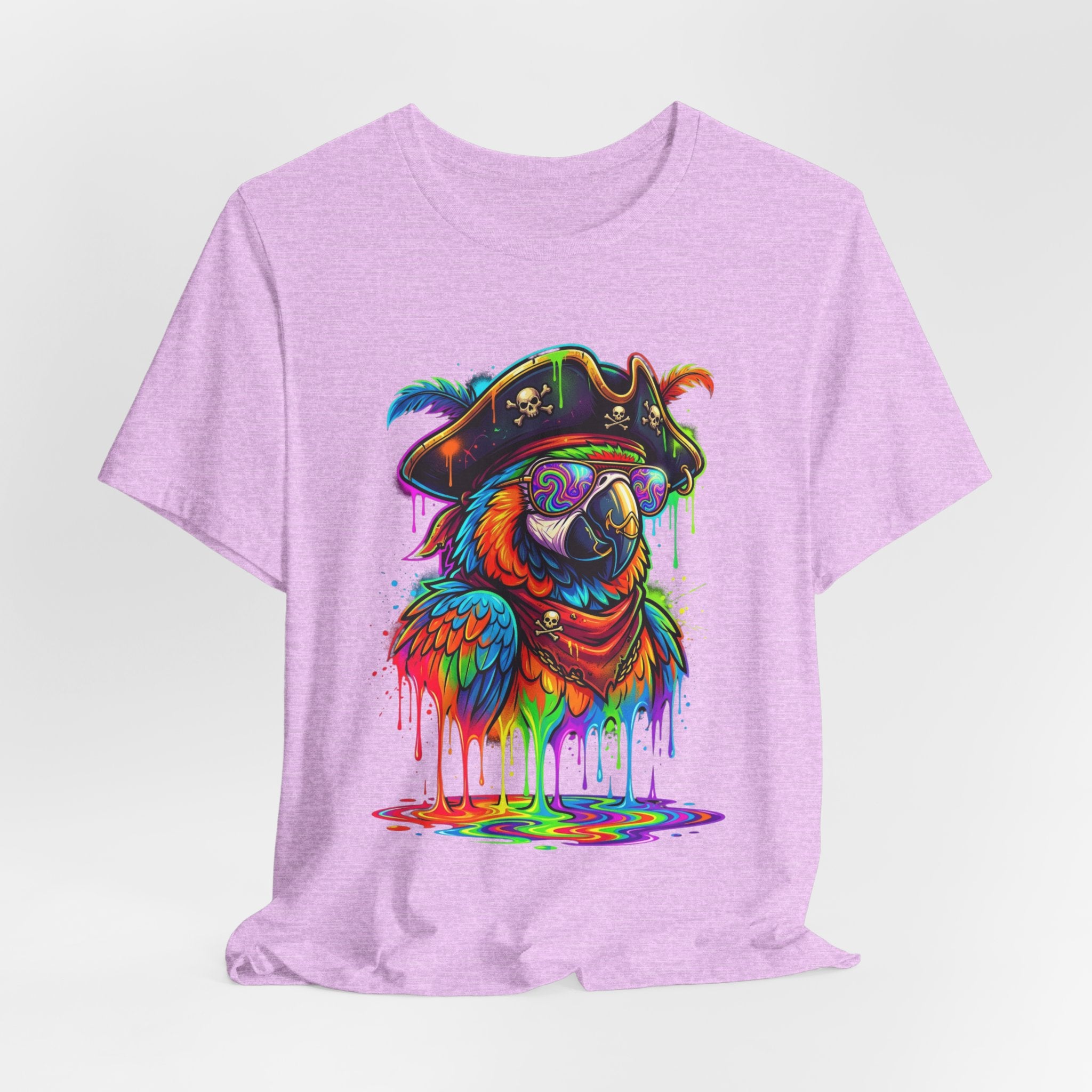 Pirate Parrot Tee — Colorful Drip Art Parrot T-Shirt