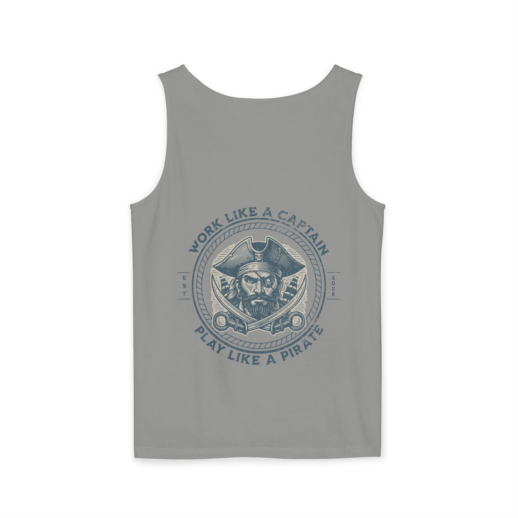 Pirate Parrot Tank Top — "Work Like a Captain, Play Like a Pirate" Graphic