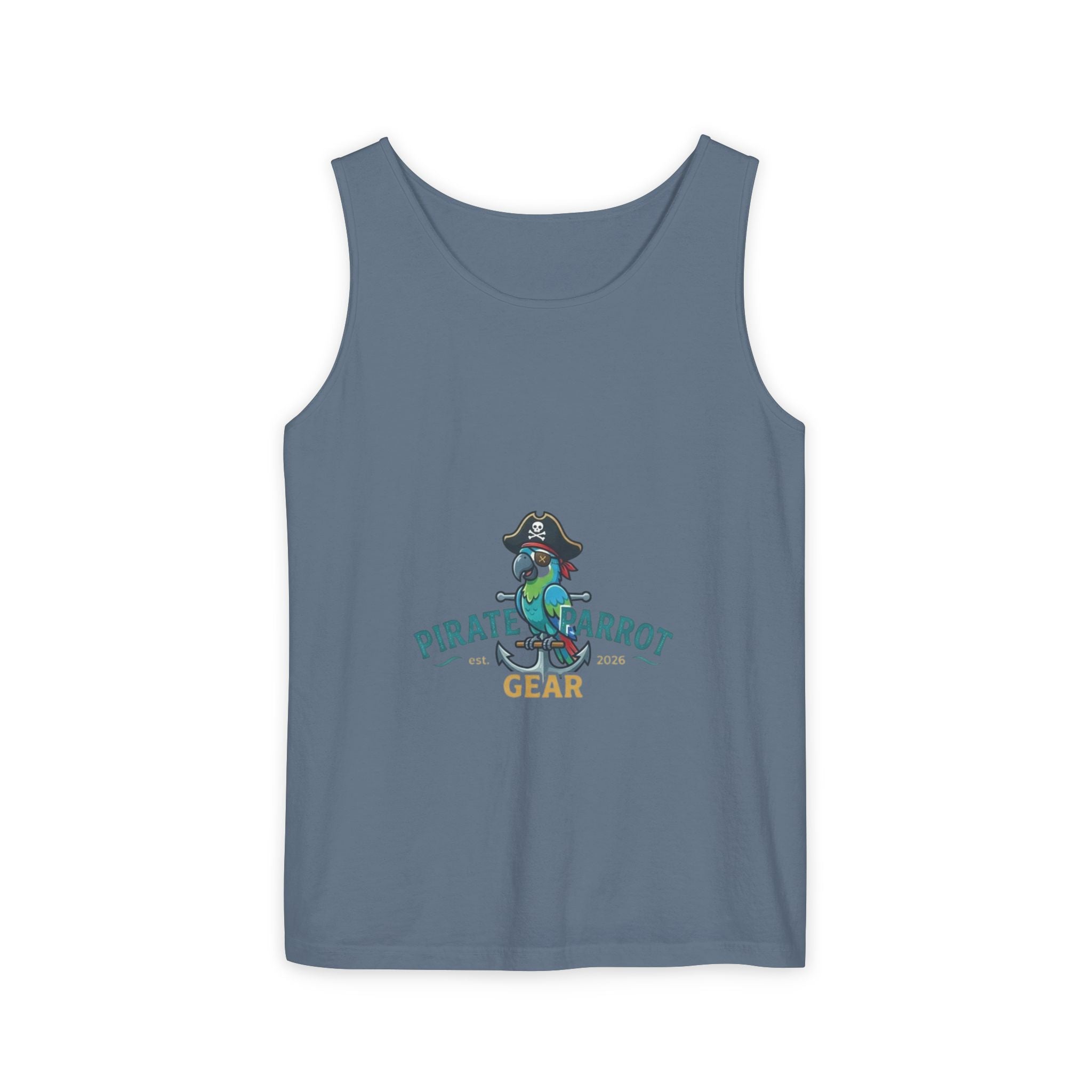 Pirate Parrot Tank Top — "Work Like a Captain, Play Like a Pirate" Graphic